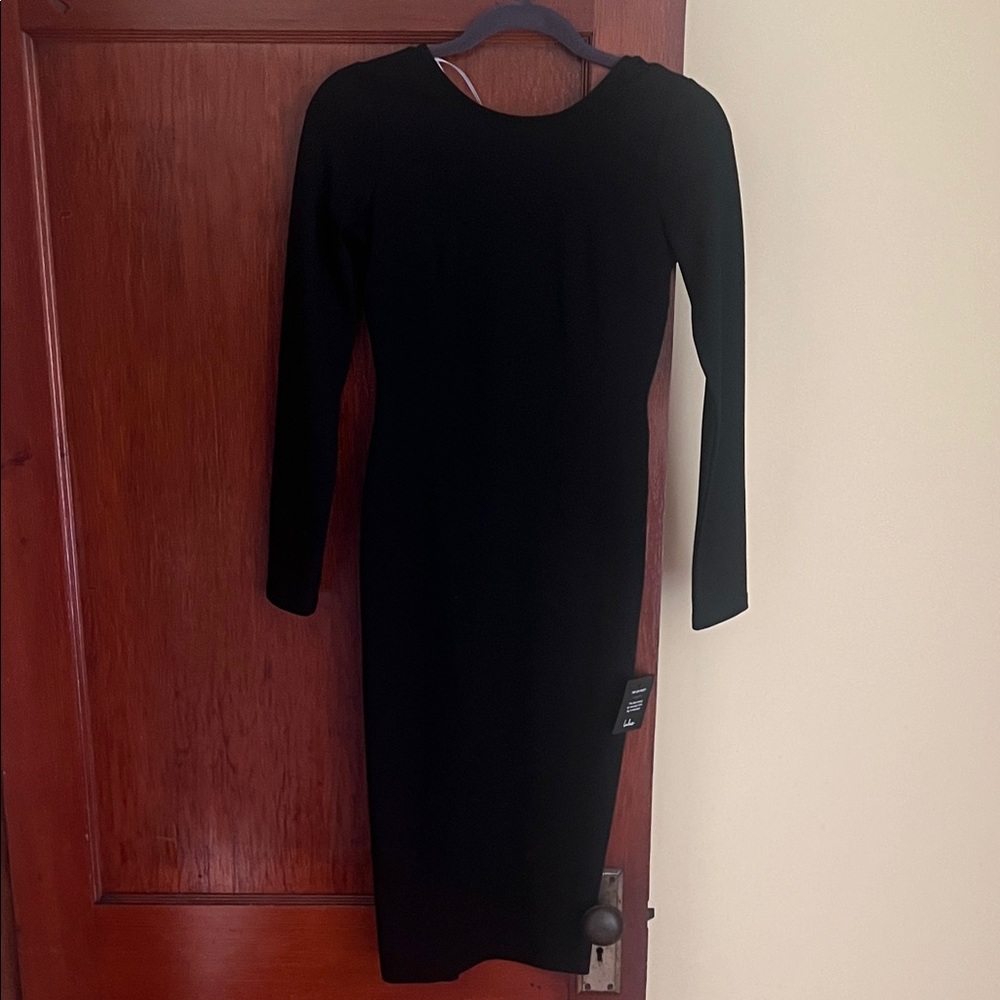 Classic Black Long-Sleeve, low back, Lulus Sheath Dress